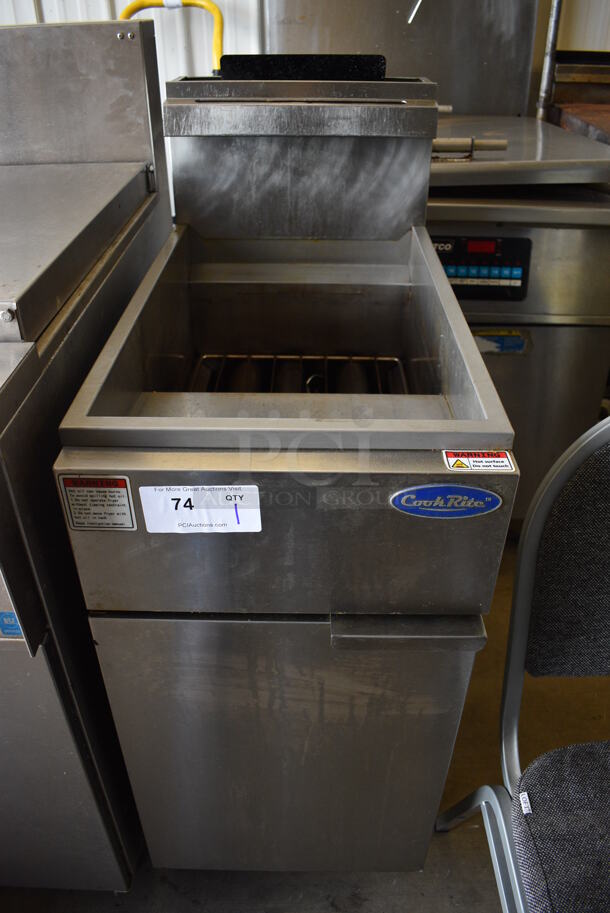 NICE! 2016 CookRite Model ATFS-40 Stainless Steel Commercial Floor Style Natural Gas Powered Deep Fat Fryer. 102,000 BTU. 15.5x31x45