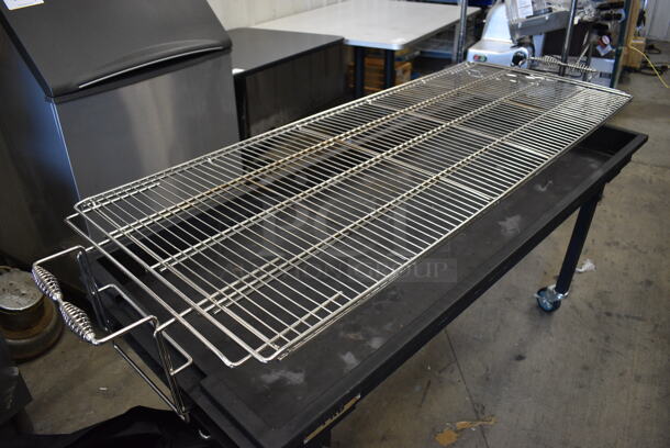 Backyard Pro Metal Commercial Portable Catering Charbroiler Grill w/ Tarp on Commercial Casters. 72x24x35 - Image 4 of 8