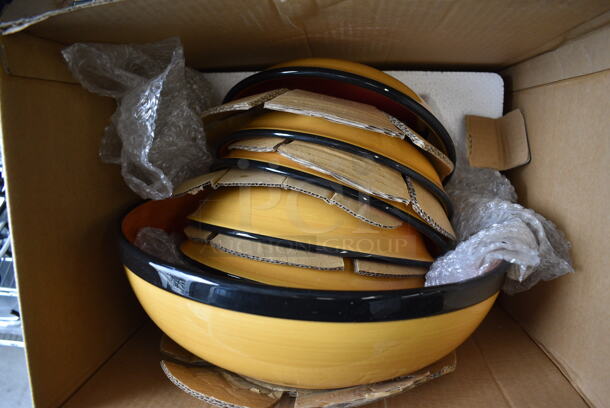 ALL ONE MONEY! Lot of 6 Waiter's Pasta Yellow and Black Ceramic Bowls. Goes GREAT w/ Items 324 and 413! Includes 13x13x4 - Image 2 of 5