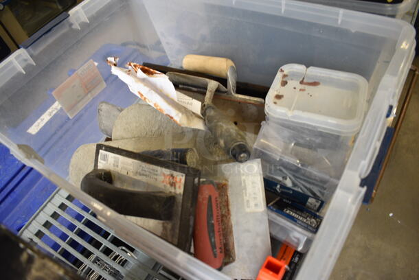 ALL ONE MONEY! Lot of Various Items Including Tools in Clear Poly Bin! 23x16x13 - Image 2 of 6