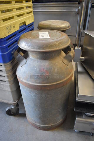 2 Metal Milk Jugs. 13x13x24. 2 Times Your Bid!