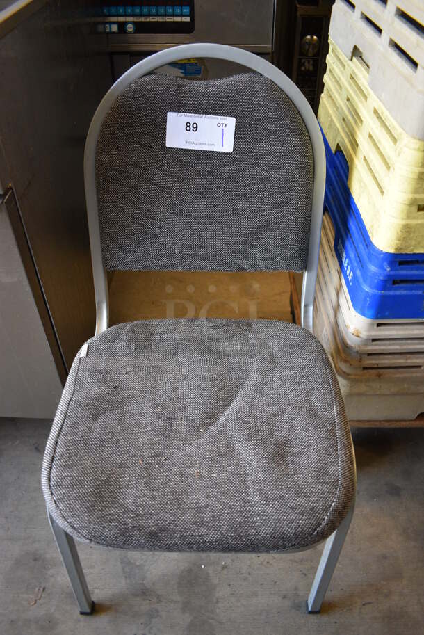 Gray Dining Chair on Chrome Finish Metal Frame. 17x17x33 - Image 1 of 3