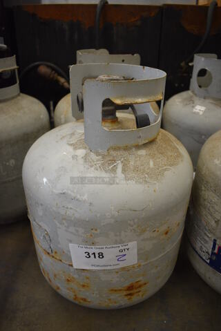 2 Metal Liquid 20 Pound Propane Gas Canisters. 11x11x18. 2 Times Your Bid!