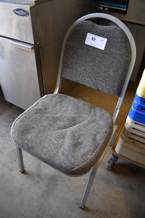 Gray Dining Chair on Chrome Finish Metal Frame. 17x17x33 - Image 2 of 3