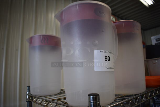 5 Poly Pitchers w/ Red Lids. 8.5x6.5x10. 5 Times Your Bid! - Image 2 of 2