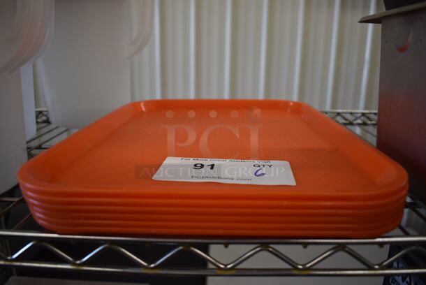 6 Orange Poly Trays. 10.5x14x0.5. 6 Times Your Bid!