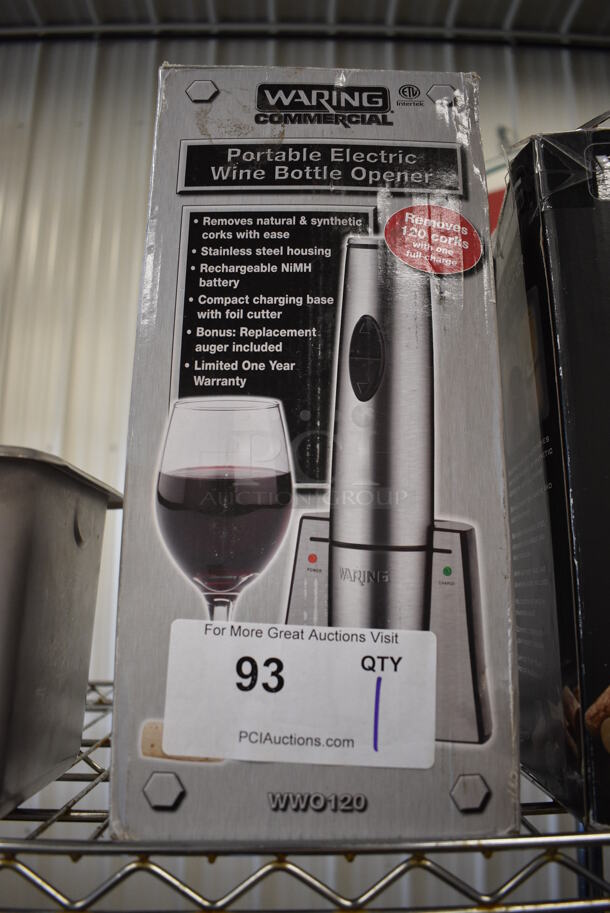 BRAND NEW SCRATCH AND DENT! Waring Model WWO120 Portable Electric Wine Bottle Opener. 