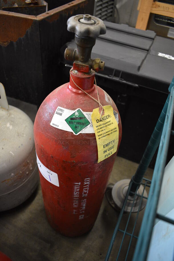 Red Metal Carbon Dioxide Tank. 7x7x26 - Image 3 of 3