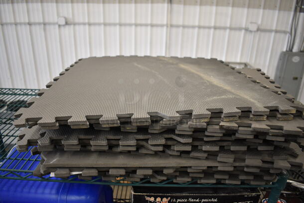 25 Gray Interlocking Mat Pieces. 24x24x0.5. 25 Times Your Bid!