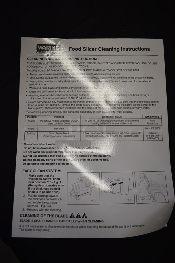 BRAND NEW! Waring Stainless Steel Commercial Countertop Meat Slicer w/ Blade Sharpener. 18x17x16. Tested and Working! - Image 4 of 5