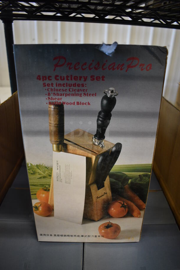 12 BRAND NEW IN BOX! Precision Pro 4 Piece Cutlery Sets; Chinese Cleaver, 8