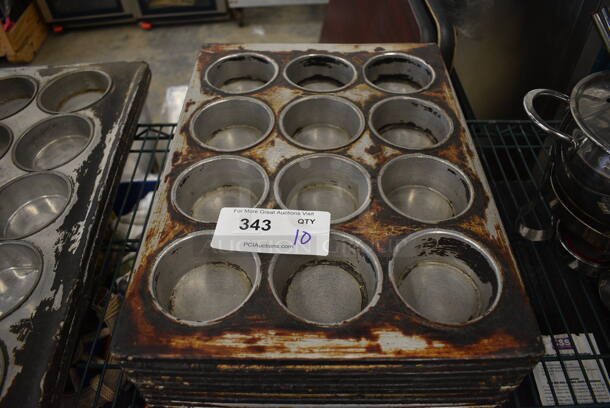 10 Metal 12 Cup Muffin Baking Pans. 18x13x1.5. 10 Times Your Bid! - Image 1 of 2