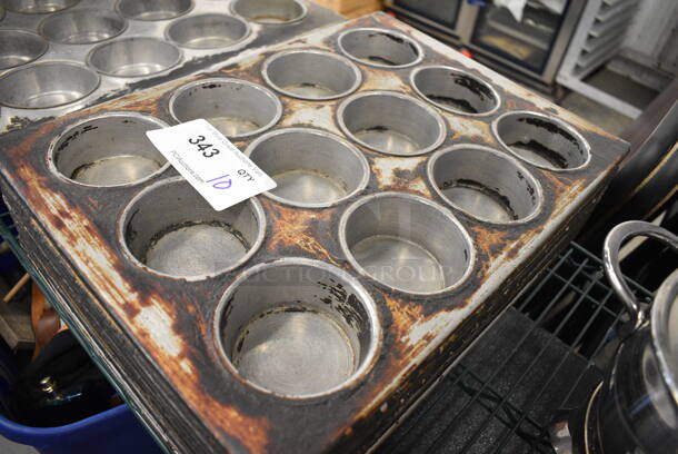 10 Metal 12 Cup Muffin Baking Pans. 18x13x1.5. 10 Times Your Bid! - Image 2 of 2