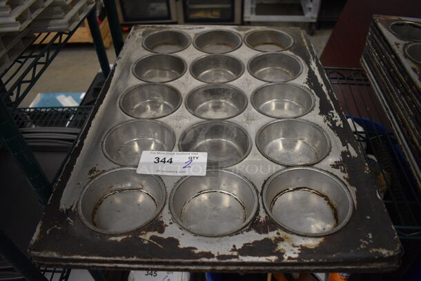 2 Metal 15 Cup Muffin Baking Pans. 18x26x1.5. 2 Times Your Bid!