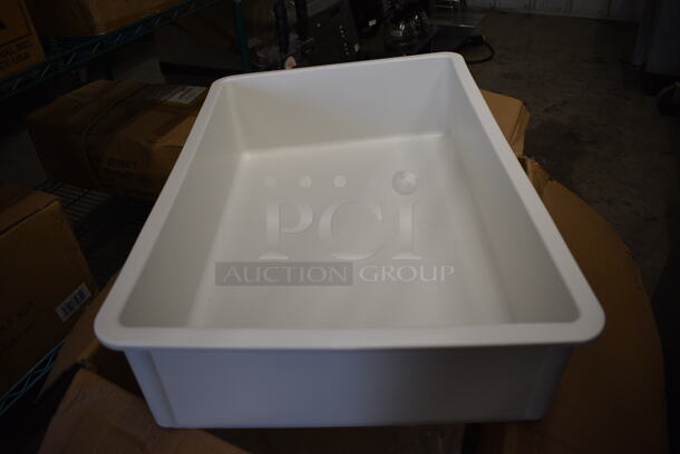 3 BRAND NEW IN BOX! Winco PL6N White Poly Bins. 26x18x6. 3 Times Your Bid!