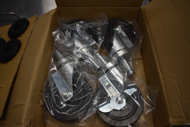 4 BRAND NEW IN BOX! Commercial Casters. 3x5x8. 4 Times Your Bid!