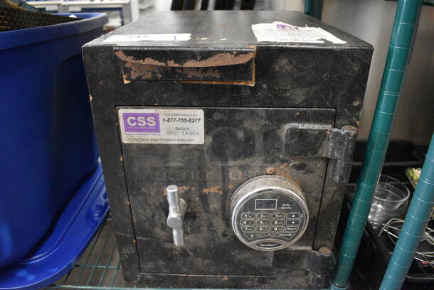 Corporate Safe Specialists Black Metal Single Compartment Safe. Does Not Come w/ Combination. 13x18.5x15