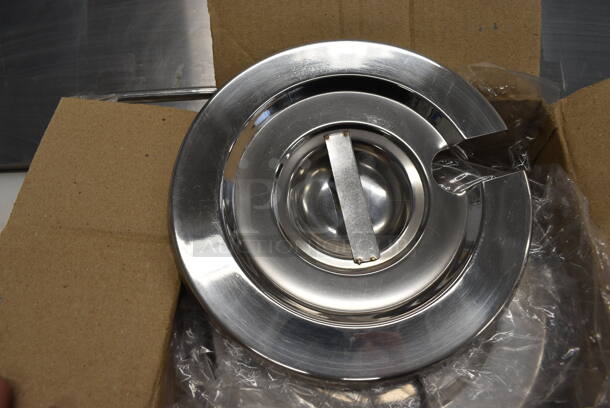 6 BRAND NEW IN BOX! Winco Stainless Steel Round Lids. 7.5x7.5. 6 Times Your Bid! - Image 1 of 4
