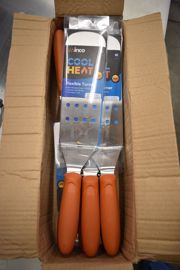 12 BRAND NEW IN BOX! Winco Cool Heat Stainless Steel Perforated Spatulas. 15. 12 Times Your Bid!