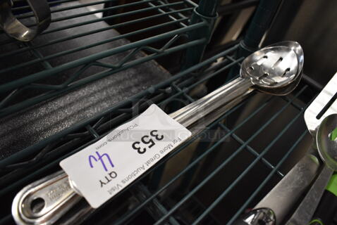 4 Various Metal Straining Spoons. Includes 15". 4 Times Your Bid!