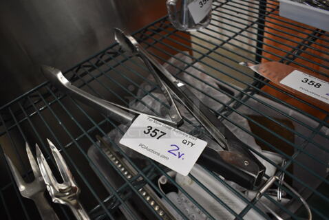 2 Various Metal Tongs. Includes 18", 11". 2 Times Your Bid!