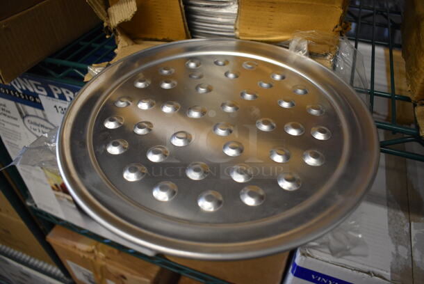 36 BRAND NEW IN BOX! Winco APZN-10 Aluminum Wide Rim Pizza Trays w/ Nibs. 10x10. 36 Times Your Bid! - Image 2 of 3