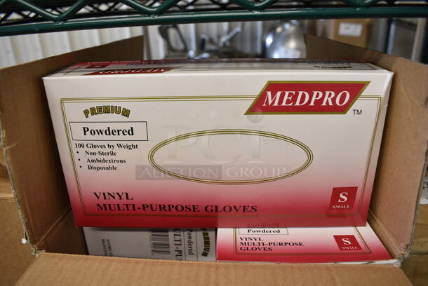 10 BRAND NEW IN BOX! Medpro Small Vinyl Gloves. 10 Times Your Bid!