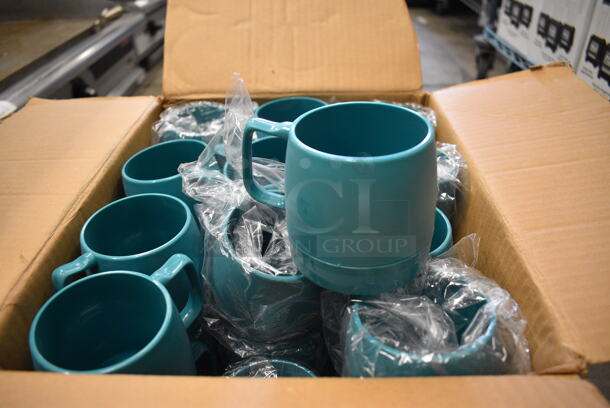 48 BRAND NEW IN BOX! Carlisle Dinex Blue Poly Mugs. 4x3x3.5. 48 Times Your Bid!