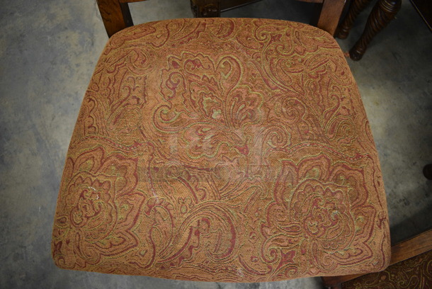 6 Wooden Dining Chairs w/ Brown Patterned Seat and Backrest. 23x21x47. 6 Times Your Bid! - Image 3 of 5