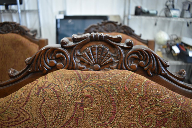 6 Wooden Dining Chairs w/ Brown Patterned Seat and Backrest. 23x21x47. 6 Times Your Bid! - Image 5 of 5