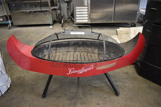 Leinenkugel's Red Metal Grill w/ Mesh Dome Cover. 42x18x20
