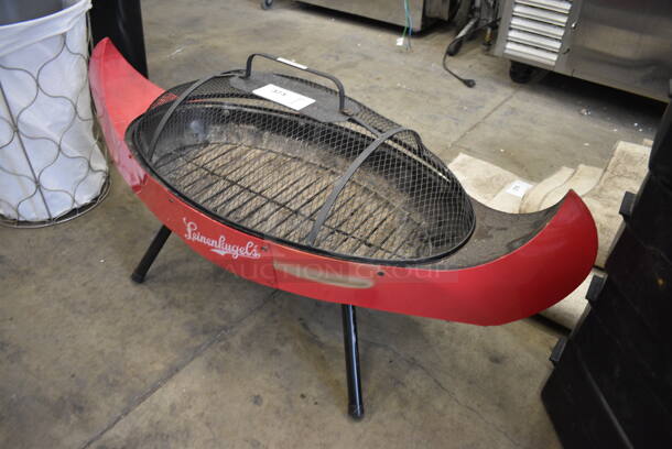 Leinenkugel's Red Metal Grill w/ Mesh Dome Cover. 42x18x20 - Image 3 of 4