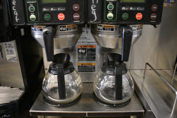 NICE! 2016 Bunn Model AXIOM 2/2 TWIN Stainless Steel Commercial Countertop 4 Burner Coffee Machine w/ 2 Metal Brew Baskets and 2 Coffee Pots. 120/208-240 Volts, 1 Phase. 16x18x23 - Image 3 of 5