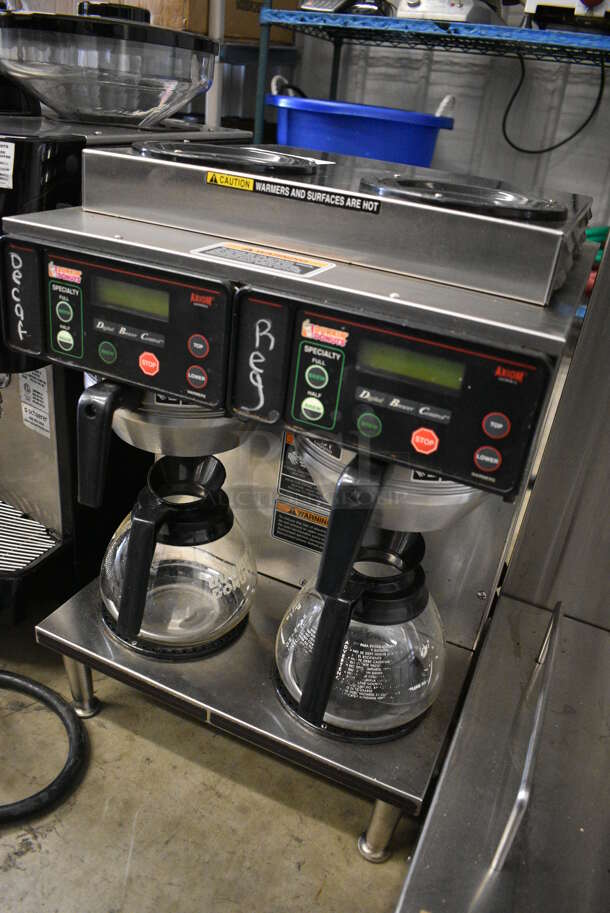 NICE! 2016 Bunn Model AXIOM 2/2 TWIN Stainless Steel Commercial Countertop 4 Burner Coffee Machine w/ 2 Metal Brew Baskets and 2 Coffee Pots. 120/208-240 Volts, 1 Phase. 16x18x23 - Image 5 of 5