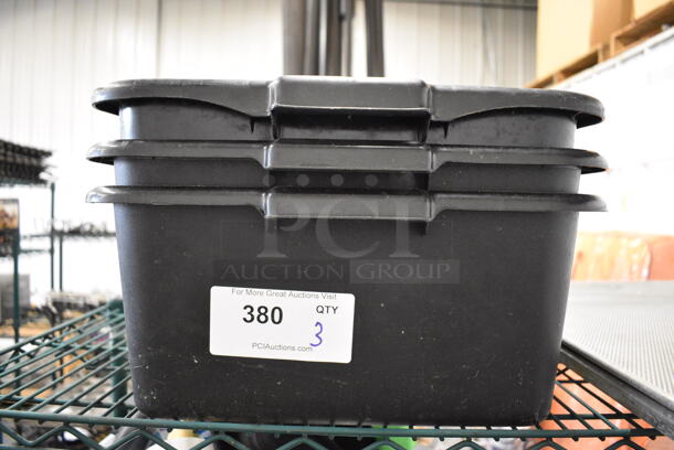 3 Black Poly Bus Bins. 21x15x7. 3 Times Your Bid!