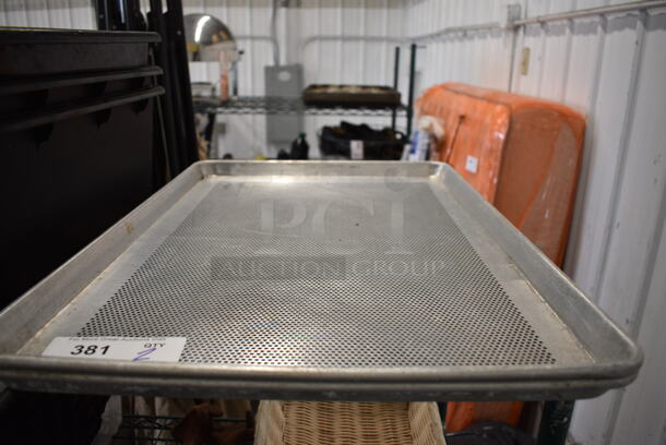 2 Metal Full Size Perforated Baking Pans. 18x26x1. 2 Times Your Bid!