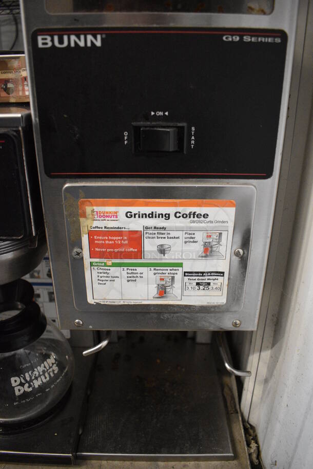 NICE! Bunn Model G9T HD TALL Stainless Steel Commercial Countertop Coffee Bean Grinder. 120 Volts, 1 Phase. 8x18x26. Tested and Working! - Image 3 of 5