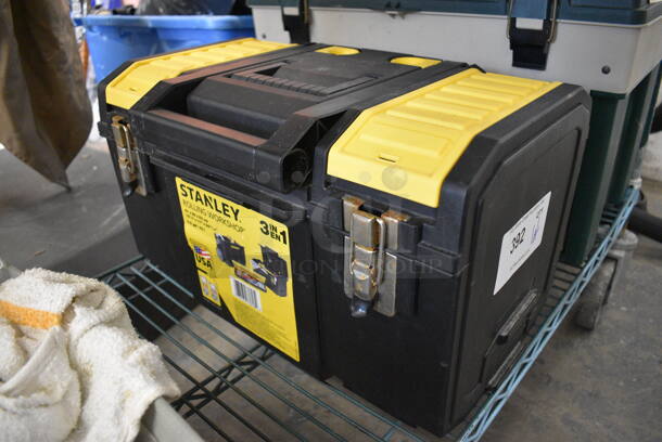 Stanley Black and Yellow Poly Toolbox w/ Contents! 17x10x10