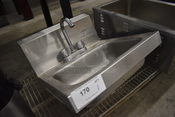 Stainless Steel Commercial Wall Mount Sink w/ Faucet and Handles. 17x17.5x16 - Image 2 of 3