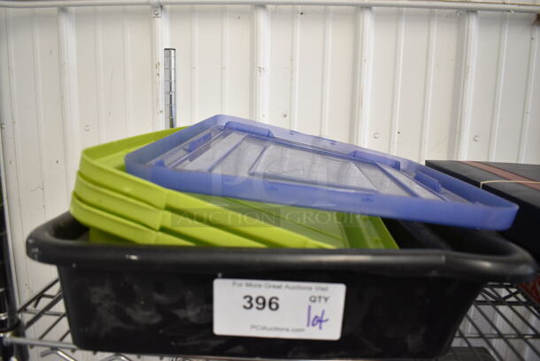 ALL ONE MONEY! Lot of Poly Lids in Bus Bin! - Image 1 of 2