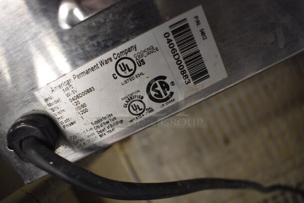 NICE! American Permanent Ware Model W-3V Stainless Steel Commercial Countertop Food Warmer. 120 Volts, 1 Phase. 14.5x23x9 - Image 4 of 4