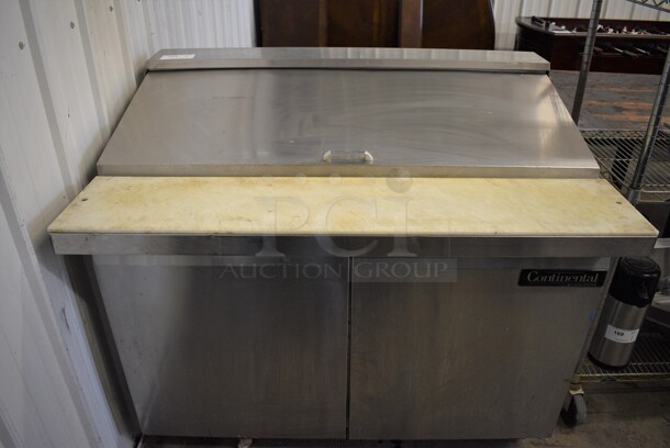 NICE! Continental Model SW48-18M Stainless Steel Commercial Sandwich Salad Prep Table Bain Marie on Commercial Casters. 115 Volts, 1 Phase. 48x34x42. Tested and Powers On But Does Not Get Cold - Image 1 of 7