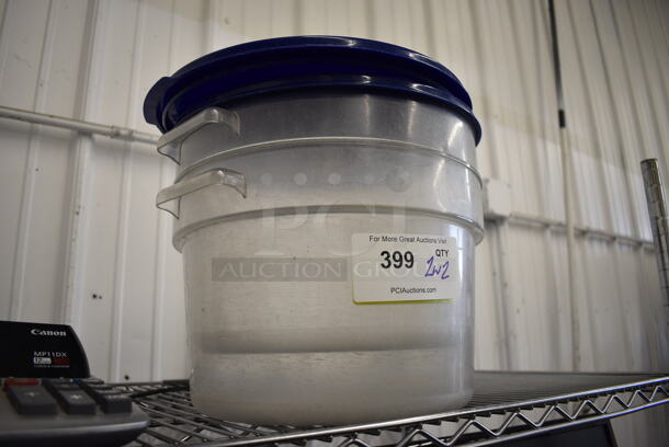 2 Clear Poly Containers w/ 2 Blue Lids. 12x13x8. 2 Times Your Bid! - Image 2 of 3