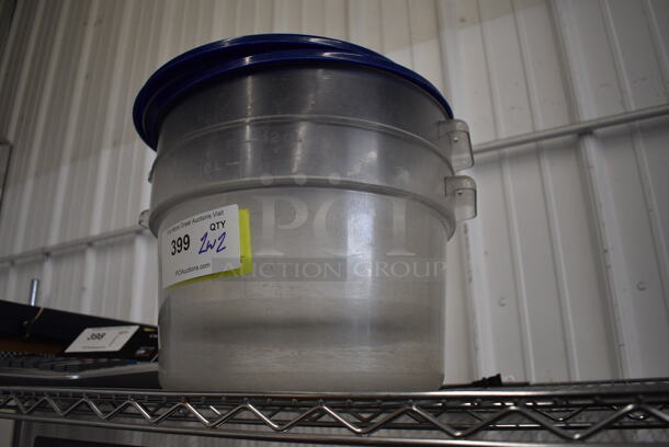 2 Clear Poly Containers w/ 2 Blue Lids. 12x13x8. 2 Times Your Bid! - Image 3 of 3