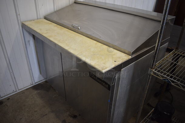 NICE! Continental Model SW48-18M Stainless Steel Commercial Sandwich Salad Prep Table Bain Marie on Commercial Casters. 115 Volts, 1 Phase. 48x34x42. Tested and Powers On But Does Not Get Cold - Image 5 of 7