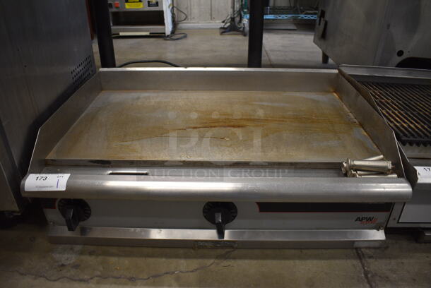 NICE! APW Wyott Stainless Steel Commercial Countertop Gas Powered Flat Top Griddle. Comes w/ Legs. 36x26x12