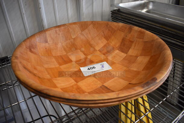 3 Brown Bowls. 18x18x4. 3 Times Your Bid! - Image 2 of 2