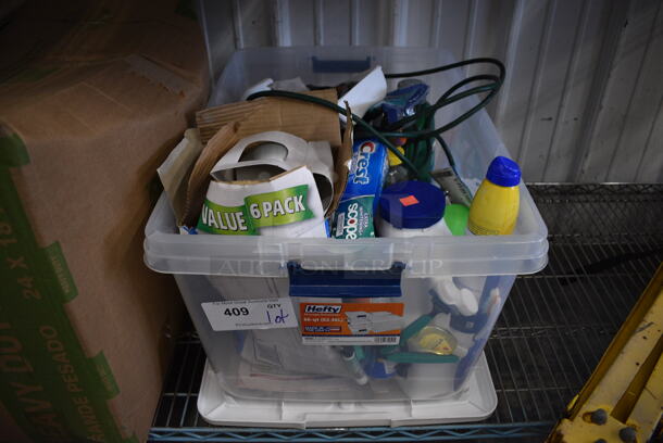 ALL ONE MONEY! Lot of Various Items Including Toothpaste in Clear Poly Bin! 24x17x12