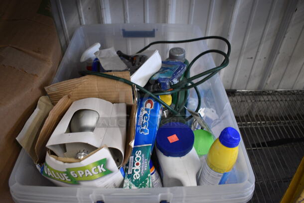 ALL ONE MONEY! Lot of Various Items Including Toothpaste in Clear Poly Bin! 24x17x12 - Image 2 of 3