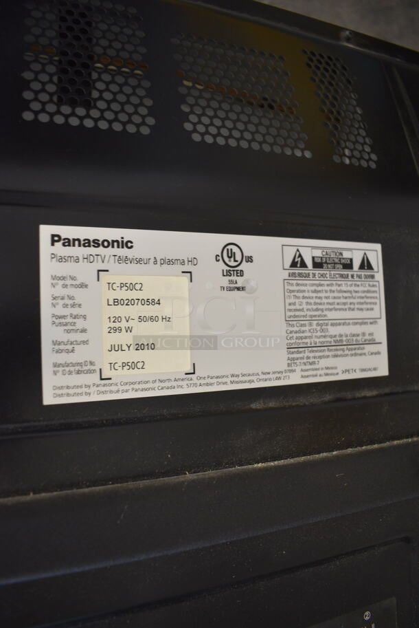 Panasonic Model TC-P50C2 50" Plasma Television. Tested and Powers On But Screen Does Not Change. Buyer Must Pick Up - We Will Not Ship This Item. - Image 3 of 7